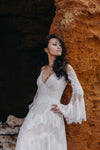 Boho Lace Wedding Dresses Long Flare Sleeve Engagement Noivas Chic DW496