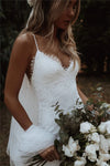 Boho Mermaid Wedding Dress 2021 with Spaghetti Straps