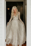 Champagne Lining Lace Wedding Dresses Long Sleeve Backless Noivas ZW507