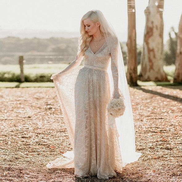lace wedding dress long sleeve Gina sleeve wedding dress of your dreams. Champagne Lining Lace Wedding Dresses