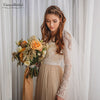 Champagne Tulle Wedding Dresses Full Sleeve Lace Bridal Gowns