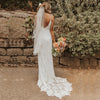 Charming Deep V-neck Lace Wedding Dresses with Slit