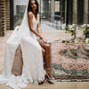 Charming Deep V-neck Lace Wedding Dresses with Slit