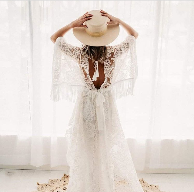 Chic Tassel Pink Lace Bohemia Wedding Dress TANYA BRIDAL Chic Tassel Pink Lace Bohemia Wedding Dress TANYA BRIDAL