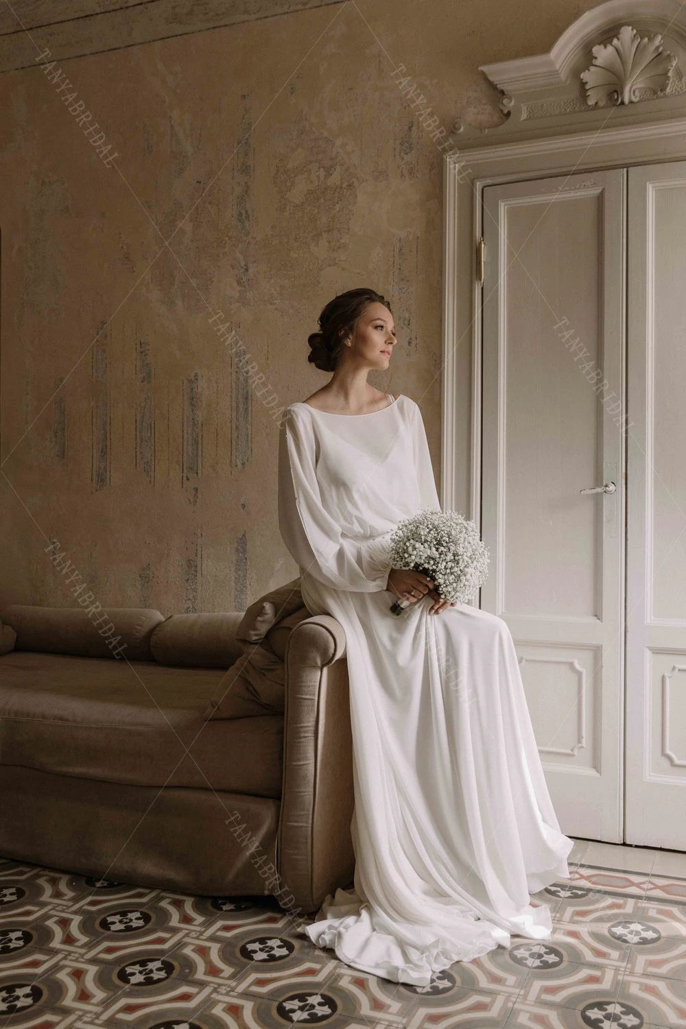 Chiffon Long Sleeve A Line Wedding Dresses Vestido De Noivas chic ZW51 TANYA BRIDAL Chiffon Long Sleeve A Line Wedding Dresses Vestido De Noivas chic ZW51 TANYA BRIDAL