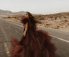 Chocolate Tulle Cape Multi-layer Fashion Boho Wedding Wrap Long Jacket DJ142