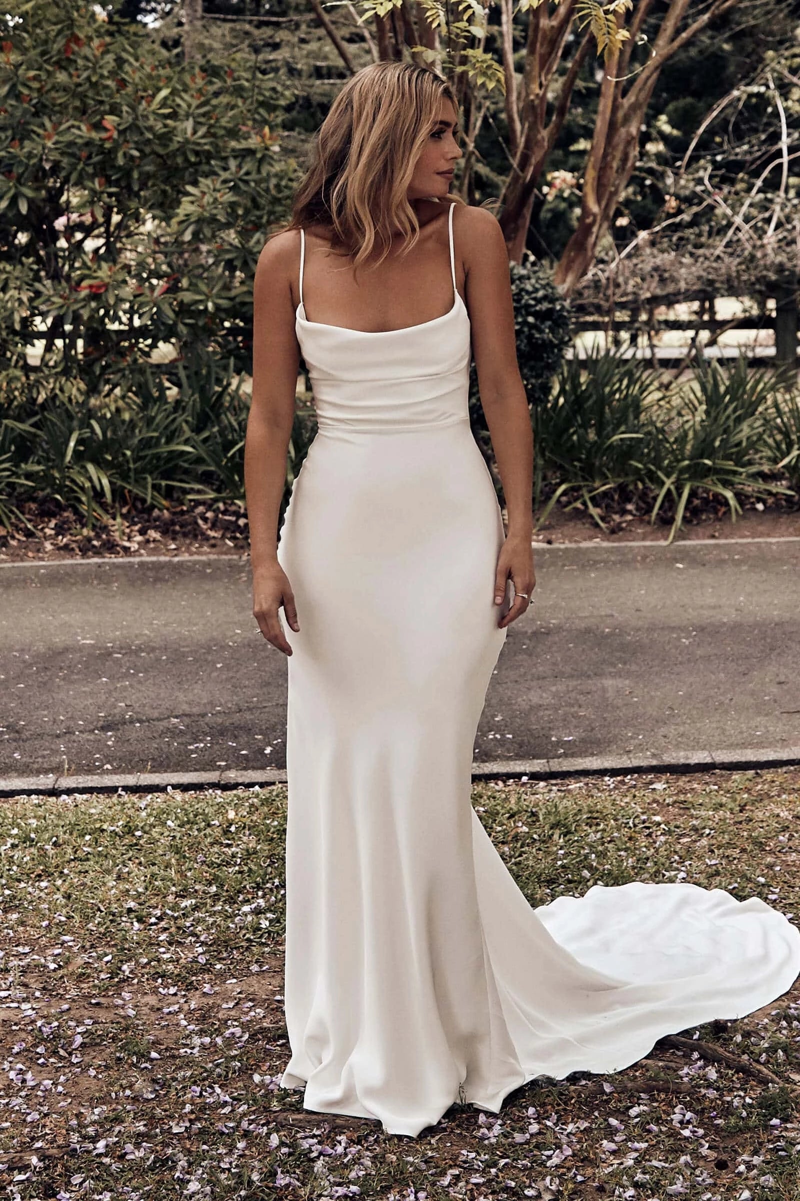 Tight silk store wedding dress