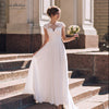 Classical Chiffon Wedding Dresses Sheer Neck Lace Bridal Gowns A Line Country Noivas DW222