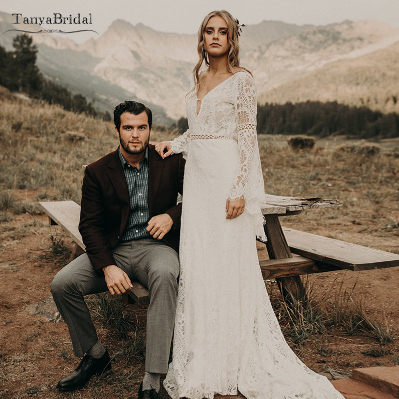 Classical Fairy Wedding Dresses Long sleeve Lace Mermaid Bridal Gowns Vestido de Noivas Backless Chic Robe de Soriee DW231 - Classical Fairy Wedding Dresses Long sleeve Lace Mermaid Bridal Gowns Vestido de Noivas Backless Chic Robe de Soriee DW231 -