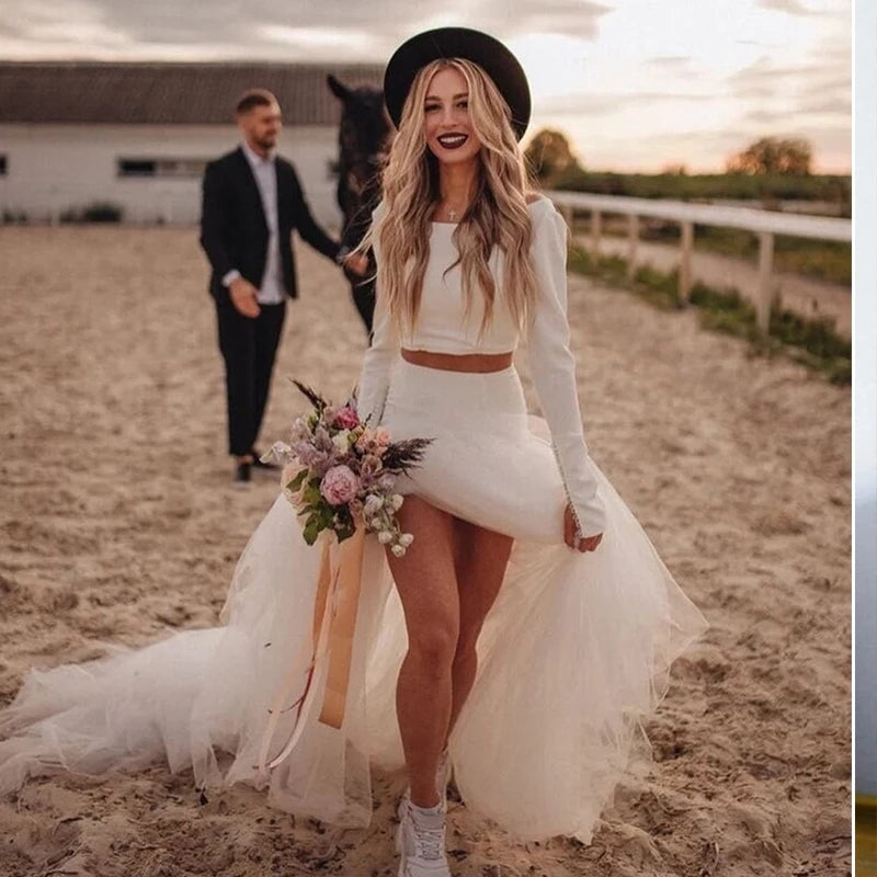 Country Wedding Dresses Two Pieces Mermaid Beach Bride Dresses TANYA BRIDAL Country Wedding Dresses Two Pieces Mermaid Beach Bride Dresses TANYA BRIDAL