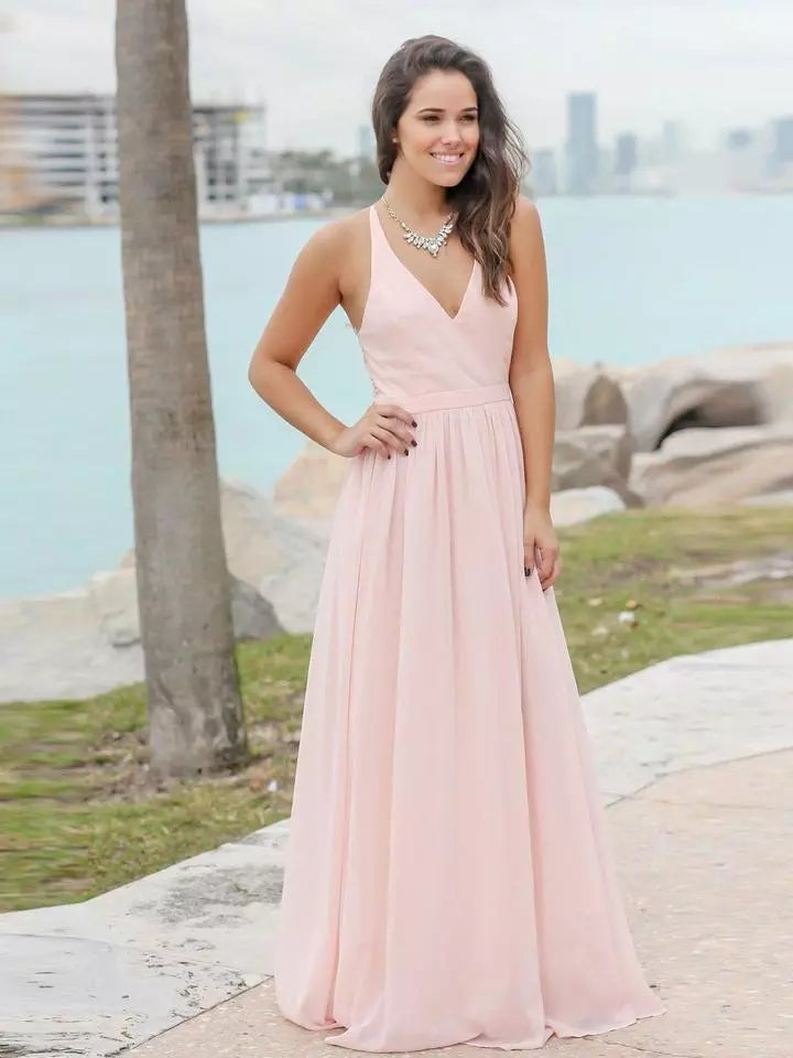 pink lace bridesmaid dresses Sexy Long Chiffon Wedding Party Dress Sequin Floral Skater Dress delicate appliques SUMMER-25 size:US 26Plus / UK 30 / EU 56