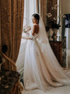 Chic Off The Shoulder Tulle Wedding Dress Ivory A Line Wedding Dress TBW62