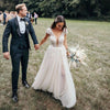 A Line Tulle Wedding Dress with Cap Sleeve Lace Wedding Dress TBW60