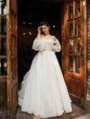 Dot Tulle A Line Bohemian Wedding Dresses Champagne Lining