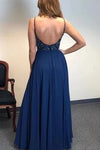 Navy Chiffon Beading Prom Dress Simple Custom Evening Dress 213111328