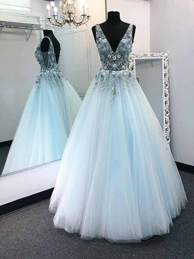 V Neck Tulle A Line Beading Prom Dress Sleeveless Custom Evening Dress 213111157