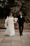 Tulle Tiered Wedding Dress With Bow Vestido De Noivas DW654