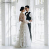 Dandelion Emboridery Lace Wedding Dresses Light Champagne Lining Bridal Gowns