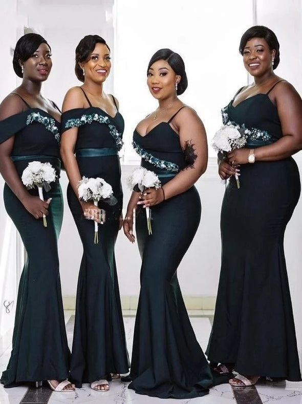 Dark Greem African Mermaid Bridesmaid Dresses