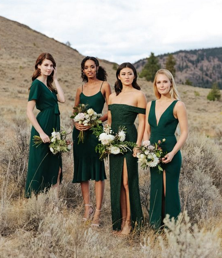 Dark green lace off shoulder bridesmaid dress many styles TANYA BRIDAL Dark green lace off shoulder bridesmaid dress many styles TANYA BRIDAL