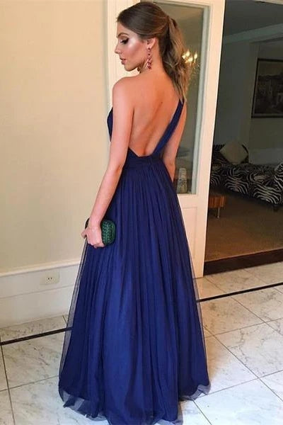 Royal Blue Long Prom Dress One Shoulder A-Line Bridesmaid Dresses TB13 – TANYA BRIDAL