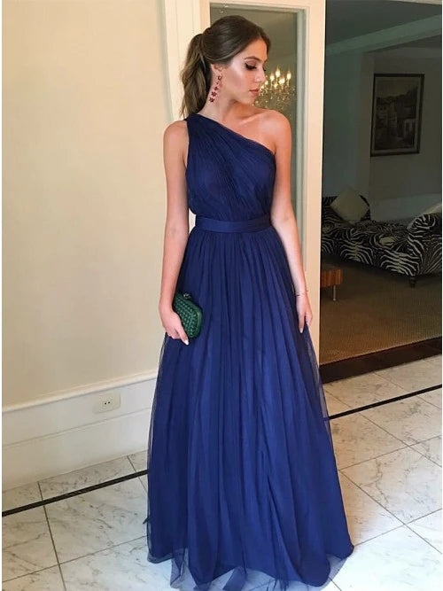 Royal Blue Long Prom Dress One Shoulder A-Line Bridesmaid Dresses TB13 TANYA BRIDAL Royal Blue Long Prom Dress One Shoulder A-Line Bridesmaid Dresses TB13 TANYA BRIDAL
