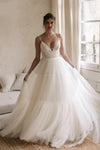 Bohemian V Neck Tulle Spring Summer Wedding Dress DW629