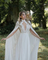 Deep V-Neck A Line Wedding Dresses With Elegant Wrap Cape ZW512