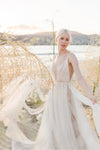 Deep V-Neck Bohemian Wedding Dress Nude Lining Vestido De Noivas DW564