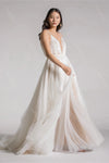 Deep V-Neck Bohemian Wedding Dress Nude Lining Vestido De Noivas DW564