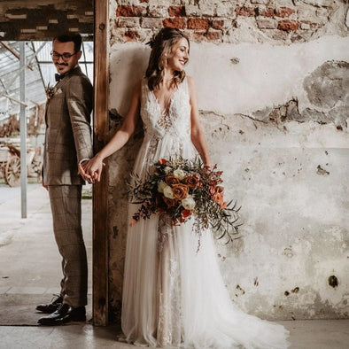 Boho Wedding Dresses Backless Vestido de Noivas Chic ZW468