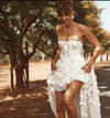 Elegant 3D Flowers Lace Wedding Dress