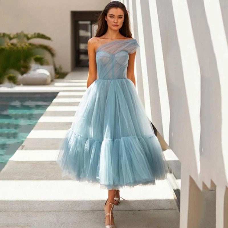 Elegant A Line One Shoulder Prom Dresses New Arrival TANYA BRIDAL