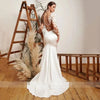 Scoop Neck Feather Lace Illusion Back Buttons Mermaid Wedding Dress 218171426