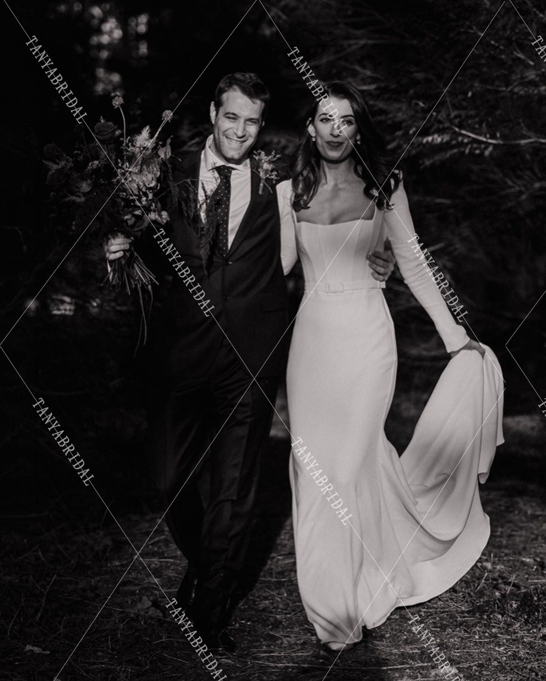Elegant Simple Wedding Dresses Square Neck Long Sleeve Mermaid Vestido – TANYA BRIDAL Elegant Simple Wedding Dresses Square Neck Long Sleeve Mermaid Vestido – TANYA BRIDAL