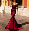 Burgundy Mermaid Silk Satin Simple Prom Dresses