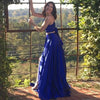 Two PIeces A Line Satin Simple Prom Dresses