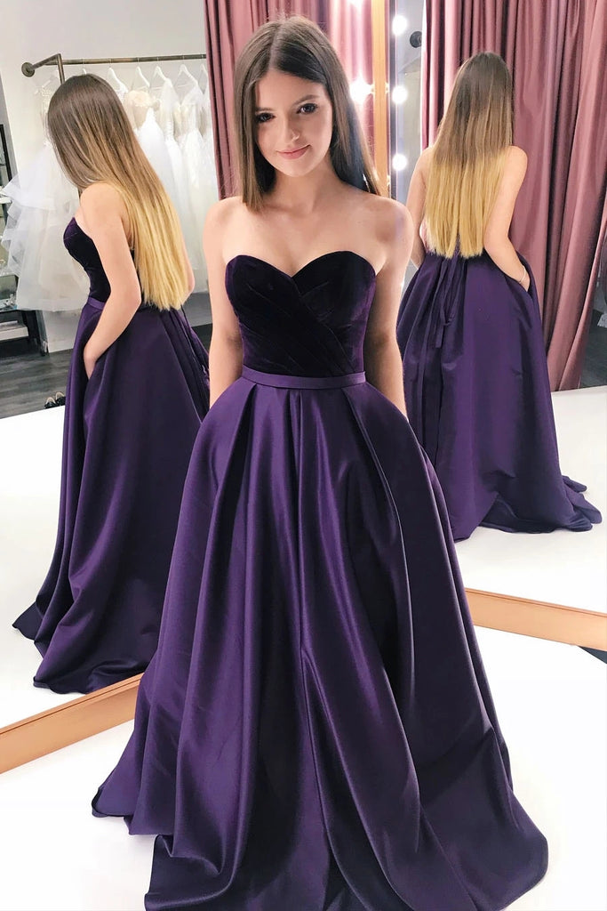 Elegant Purple Tulle V-neck Neckline Floor-length Ball Gown Prom Dress –  Okdresses