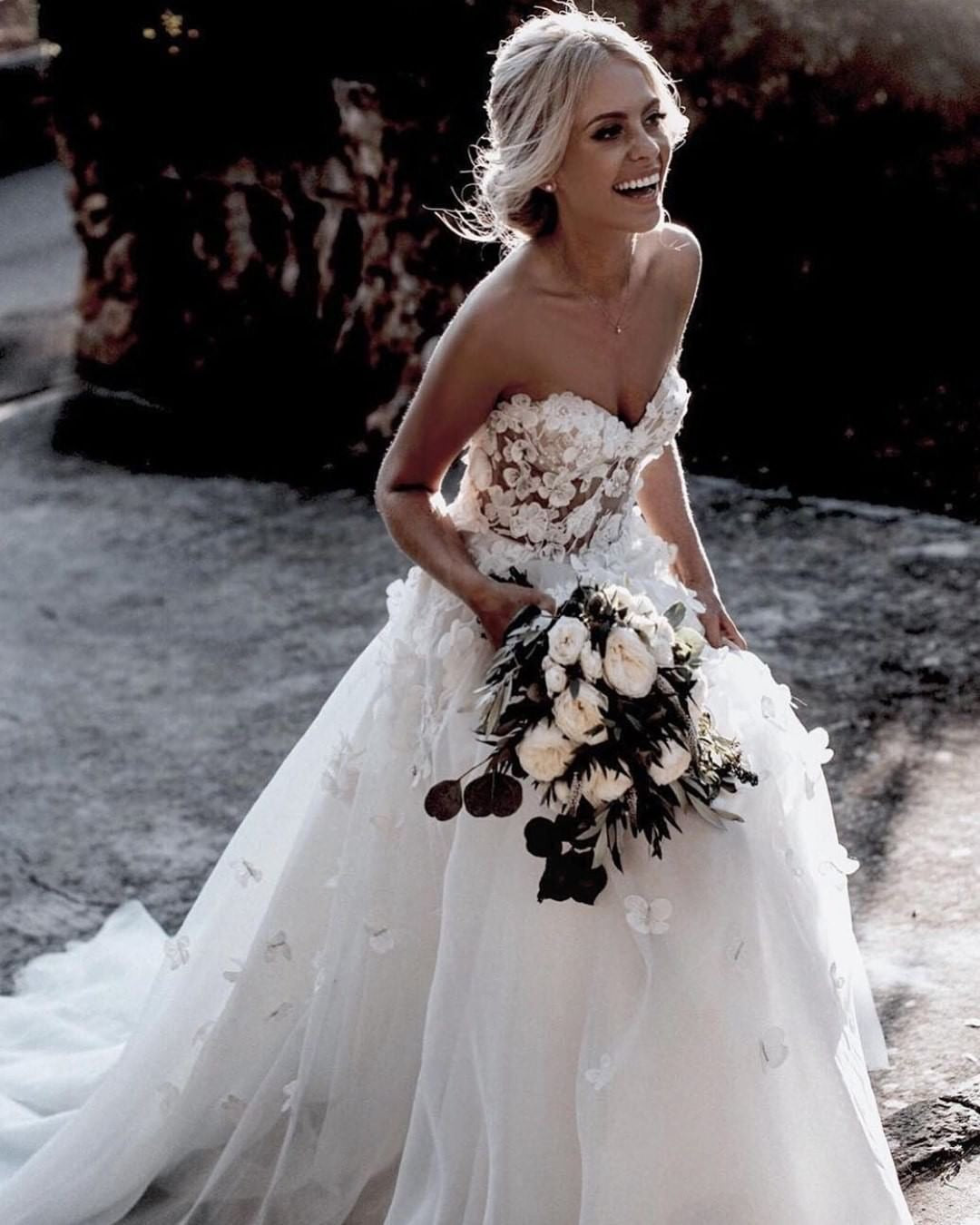 Fairy Wedding Dresses Flowers With Pearls Backless Bride Gown TANYA BRIDAL Fairy Wedding Dresses Flowers With Pearls Backless Bride Gown TANYA BRIDAL