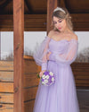 Lavender Long Sleeves Tulle Bridesmaid Dresses A Line