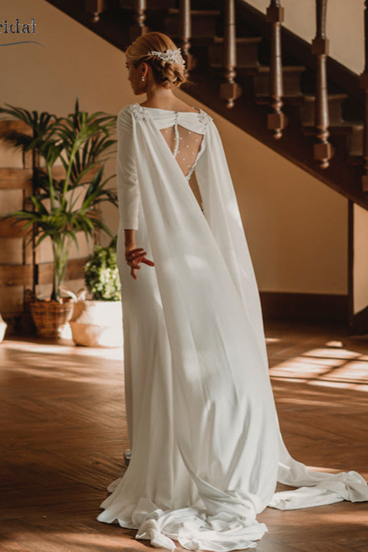 Fantasy Wedding Dress with Cape Bohemian Vestido de noivas DW234 TANYA BRIDAL Fantasy Wedding Dress with Cape Bohemian Vestido de noivas DW234 TANYA BRIDAL