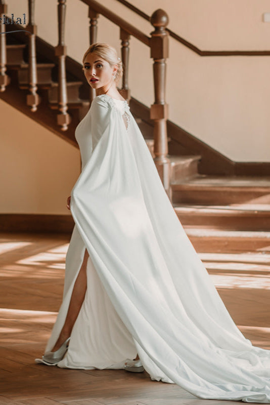 Fantasy Wedding Dress with Cape Bohemian Vestido de noivas DW234 – TANYA BRIDAL Fantasy Wedding Dress with Cape Bohemian Vestido de noivas DW234 – TANYA BRIDAL