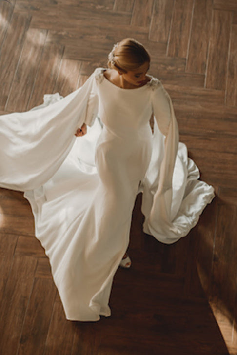 Fantasy Wedding Dress with Cape Bohemian Vestido de noivas DW234 – TANYA BRIDAL Fantasy Wedding Dress with Cape Bohemian Vestido de noivas DW234 – TANYA BRIDAL