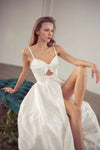 Fashion Taffeta A Line Wedding Dresses Bow Tie High Split ZW720