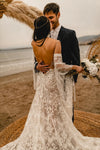 Flare Sleeve Wedding Dresses A Line Lace Tassel Vestido De Noivas Chic DW588