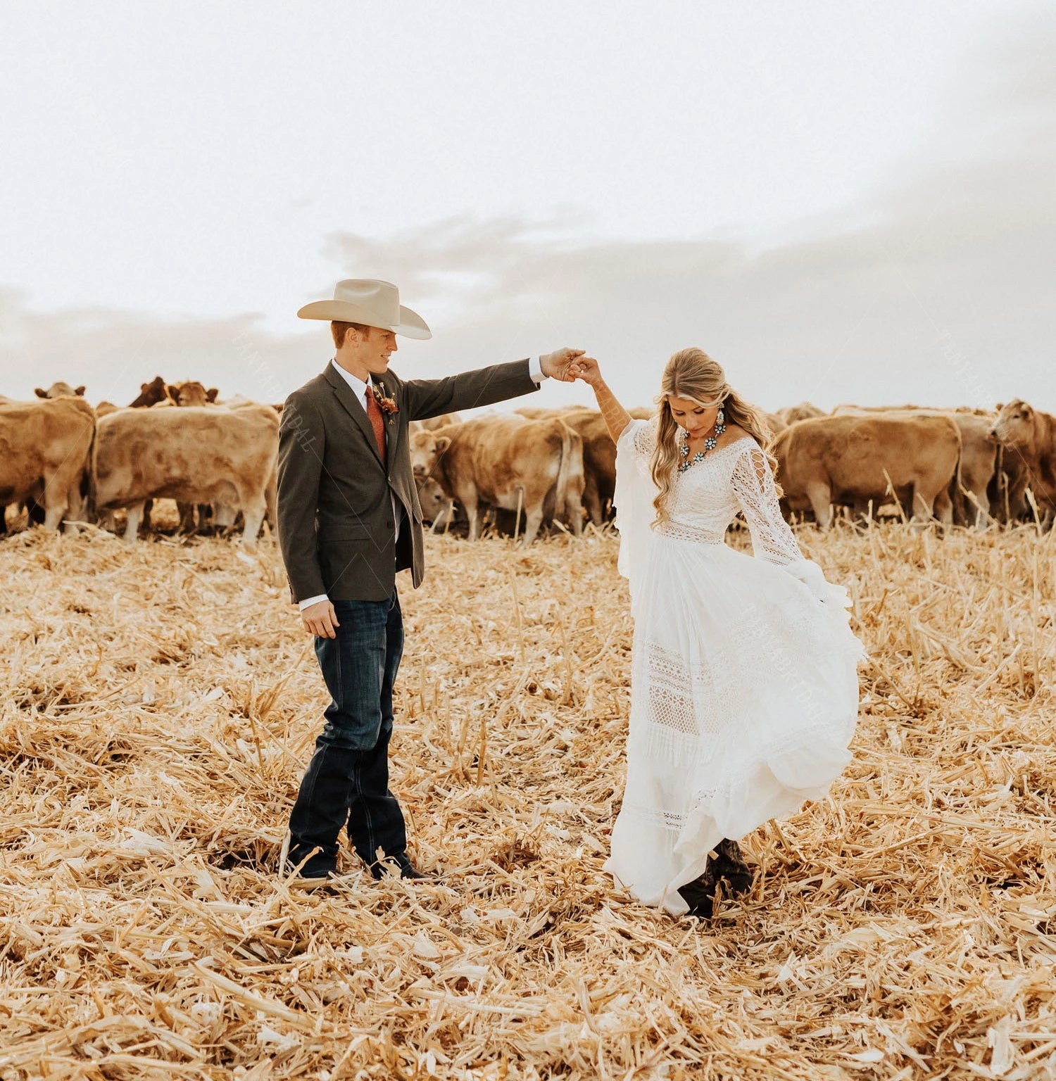 Flare Sleeve Boho Wedding Dresses Country Style DW555 TANYA BRIDAL Flare Sleeve Boho Wedding Dresses Country Style DW555 TANYA BRIDAL