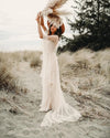 Flare Sleeve Pearls A Line Adjustable Wasit  Boho Wedding Dresses W535