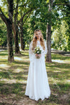 Flare Sleeve Chiffon Wedding Dresses Floor Length Country Wedding Gowns Long sleeve Bridal Dress Noivas Chic DW352