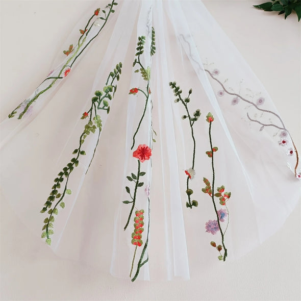 Flora Lace Embroidery Vintage Bohemian Wedding Bridal Veil Accessories