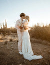 Flower Emboridery Tulle Wedding Dresses Puff Sleeve DW561